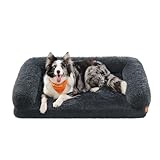 Feandrea FluffyHug Hundebett, Hundekissen Größe XL, Hundematte für mittelgroße und große Hunde, Hundesofa Noppenschaumstoff, Bezug abnehmbar und waschbar, 106 x 80 x 23 cm, dunkelgrau PGW233G02