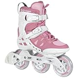 Powerslide Inline Skate Phuzion Argon Rose 100 Triskate - Inline-Skate mit 3 Rollen in weiß-pink für Damen - Inliner für Freizeit und Sport
