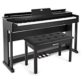 MUSTAR Digital Piano 88 Tasten mit Klavierhocker, E Piano Schwarz mit Hammermechanik, E-Klavier mit 3 Pedale Adapter, 2 Kopfhöreranschluss, Duales Kontrollsystem, USB/MIDI, Klassisch professionell