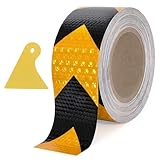Reflektierendes Klebeband, Gelb Schwarzes 5cm × 10m Reflektierendes Warnklebeband, Selbstklebendes Reflektierendes Absperrband, Markierungsband, Für Straßenverkehrsanlagen, Treppe und Parkhäuser