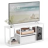 SONGMICS HOME Superschnelle werkzeuglose Montage, TV-Schrank für Fernseher bis zu 50 Zoll, Fernsehtisch, Lowboard, Wohnzimmer, 110 x 35 x 46 cm, Regal, schneeweiß-mattweiß LTV500W01