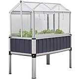 TTL Garden „Superior“ Alu Hochbeet mit Frühbeet Aufsatz - 128x114x60cm großes hochwertiges Aluminium Hochbeet mit Gewächshaus Abdeckung mehrteilige Türen & Dach aus durchsichtigem Polycarbonat