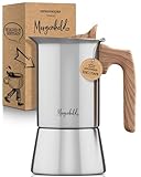 Morgenheld Espressokocher für 6 Tassen [300 ml] aus rostfreiem Edelstahl - Mokkakanne, Espressokanne geeignet für alle Herdarten - spülmaschinenfest