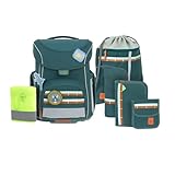 LÄSSIG 7-teiliges Schulranzen Set Kinder/School Set Slim Unique Dark Green