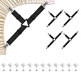 4 Bettlakenspanner Verstellbar & 12 Bettdecken Clips, Bettlaken Spanner für Bettlaken Spanngurte, Elastische Betttuchspanner mit Clips, Spannbettlaken Halter für Sofa Bügelbrett Matratzen Spanngurt