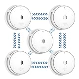 Drahtlos vernetzter Rauchmelder, Rauchmelder für Zuhause, drahtlos vernetzter Feuermelder mit 10-Jahres-Batterie, 85dB Rauchmelder entspricht EN14604 Standard (5 Stück Funkrauchmelder)