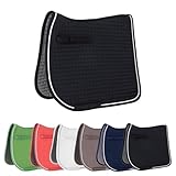 Covalliero - Schabracke – anatomische Pferde-Schabracke mit Sattel- & Gurtschlaufen – Stoßdämpfend & Atmungsaktiv – Dressurschabracke in Schwarz – Größe Warmblut