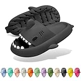 Solutra Hai Hausschuhe Damen Herren, Rutschfeste Cloud Shark Slides Badelatschen, Sommer Shark Slippers für Zuhause Schwimmbad Strand(46/47 EU,Dunkelgrau)