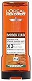 L'Oréal Men Expert XXL Duschgel und Shampoo für Männer, Duschbad zur Reinigung von Körper, Haar, Gesicht und Bart, Herren Körperpflege mit holzigem Duft und Zedernholzöl, Barber Club, 1 x 400 ml
