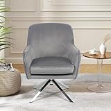 mymai Ohrensessel aus Samtstoff Bequemer Sessel Wohnzimmer 360° drehbarer Loungesessel mit dickem Kissen Relaxsessel mit Armlehnen gepolsterter Sofasessel für Schlafzimmer/Heimbüro, Grau