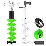 TAZZOR Eisbohrer zum Eisangeln – 8 Zoll Nylon-Eisbohrer mit Elektrischer Corless, Positionierungs- & Handbohrer, Bohrstangenhöhe 75cm für Eisgraben