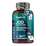 Jod Tabletten - 400µg pro Tablette -365 Kaliumjodid Tabletten - 1 Jahresvorrat - Alternative zu Kelp Jodid Tropfen - Veganes Iodine WeightWorld