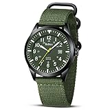 HANPOSH Herren Uhr Uhren Herren Militär Uhr Armbanduhr Herren 12/24 Stunden Tactical Armee Uhren 3ATM Wasserdicht Uhren Männer Outdoor Sport Quarzuhr mit Datum