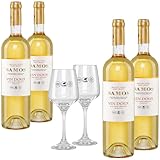 Samos Wein Vin Doux 4x 0,75l plus 2 Samos Weingläser | 15% Vol. | Samos Wein | Griechischer Likörwein | Griechischer Dessertwein