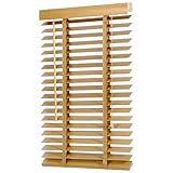 Sekey Jalousie Holzjalousie 50mm Holz jalousien Jalousette Echtholz Anpassbare Jalousie 60x130cm Naturholzfarbe
