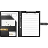 Klemmbrett Mappe A4, Schreibmappe A4, Ordner Klemmbrettmappe, Konferenzmappe aus PU-Leder, Dokumentenmappe, Portfolio Padfolio Schwarz