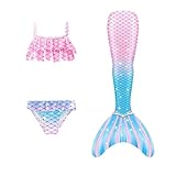 𝙈ädchen Bikini Set mit 𝙁isch 𝙏ail 𝙈eerjungfrau Kostüm Cosplay 𝙈eerjungfrauen𝙛losse 𝙆inder Hawaiian Strand Bademode Schwimmanzug Sommer Badebekleidung 4-13 Jahre