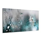 murando - Leinwand Bilder Pusteblume 120x40 cm Vlies Leinwandbild 1 tlg Kunstdruck modern Wandbilder XXL Wanddekoration Wandbild Wand Bild Panoramabild Wohnzimmer - Blumen Natur grau blau Löwenzahn