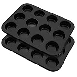 Petiouarnsze Muffinform Zum Backen, Antihaftbeschichtete Cupcake-Form Für 12 Mulden, 2er-Pack Cupcake-Bleche, Premium-Käsekuchenformen, Spülmaschinenfest