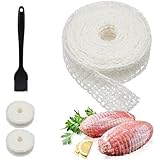 FCSNJH Schinkennetz, Rollbratennetz, Fleischnetz, Räuchernetz, Bratennetz, Rouladenbinder, Fleischereibedarf, Geeignet Zum Braten Von Fleischwurst -Inkl 1 Backpinsel (2 Rollen 3m/Rollen)