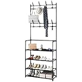 BUYEDBD Garderobenständer Floor Clothes Rack Multi-Functional Shoes Organizer Shelves Interior Balcony Furniture for Home Cabinet Shoe DIY Big Hat Coat Rack(1)