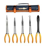 MANUFORE 5-tlg. 28 cm Lange Spitzzangen Set, Gerade, Abgewinkelt 45° & 90°, Rundzange & Seitenschneider, Für Präzisionsarbeiten