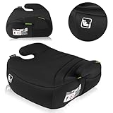 LIONELO LUUK i-Size Kindersitzerhöhung für Kinder von 22 bis 36 kg / 125-150 cm, Gruppe 2 und 3, Komfortable Sitzfläche und Armlehnen, abnehmbarer Bezug Schwarz