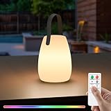 Outdoor Akku Lampe Tragbare Kabellos Dimmbare Tischlampe Wiederaufladbares Wasserdichtes 8 Farben RBG LED Außen Tischleuchte für Tisch Bar Terrasse ostern BBQ dekoration (Glatt, Kunststoff)