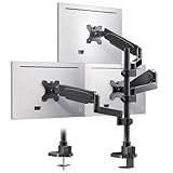 PUTORSEN Monitor Halterung 3 Monitore für 17-32 Zoll Bildschirm, Monitorhalterung 3 Monitore Höhenverstellbar mit 9 kg Pro Arm, 67 cm Stange Bildschirmhalterung Schwenkbar Neigbar, VESA 75/100 mm