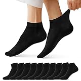 FALARY Sneaker Socken Damen Herren Sneakersocken Kurze 10 Paar Baumwolle Atmungsaktive Halbsocken Unisex, 35-38, 10x Schwarz