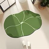 Treer Küchenläufer Waschbar, Küchenteppich Läufer Flur rutschfest, Teppich Läufer für Küche Saugfähig Kieselgur Teppichläufer für Schlafzimmer Eingangsbereich (Grünes Blatt 9,60 * 90cm)