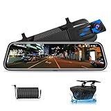 Jansite Spiegel Dashcam mit Rückfahrkamera 10'' Touch Screen FHD 1080P Autokamera Rückfahrkamera Spiegel mit 10 Meter Kabel, Dashcam Spiegel mit 170° Weitwinkel-Nachtsicht Weitwinkel G-Sensor