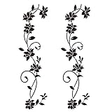 4pcs Wandtattoo Blumenranken Schwarz Blumen Hibiskus Wandtattoo Wanddeko Blumenranke Aufkleber Sticker Wandaufkleber Hintergrund für Schlafzimmer Zuhause Dekoration Wohnzimmer