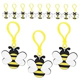 Supvox 12 Stück Biene Schlüsselanhänger Ring Kind Hochzeit Party Gefälligkeiten Bienen-Schlüsselanhänger Taschenschlüsselkette Geldbörse Rucksackanhänger PVC Zufällige Farbe