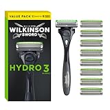 Wilkinson Sword - Hydro 3 Rasierer für Männer, Rasiergriff + 9 Rasierklingen, Feuchtigkeitsspendende Gel-Pools