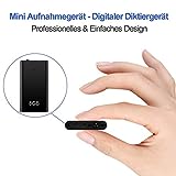 Mini Diktiergerät, TDW Mini Aufnahmegerät 8GB mit Mikrofon Digital Diktiergerät Klein USB Voice Recorder mit Kopfhörer für Aufzeichnung Vorlesung Treffen Interview, Schwarz