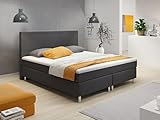 Boxspringbett Berlin 180x200 cm Webstoff Anthrazit mit intergriertem Topper