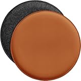 Miqio Design Sitzkissen | Wendekissen Rund aus Filz und Kunstleder | Stuhlkissen ø35 cm | 2er-Set | Sitzauflage für Bank und Stuhl | Dunkelgrau-Cognac
