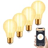 Woox Smart Glühbirne E27, Vintage Edison Glühbirne Warmweiß Dimmbar 2700K-6500K, 4.9W 470lm Alexa Lampe Retro Deko Birne Glühbirne kompatibel mit Alexa/Google Home, Ideal für Retrobeleuchtung, 4 Stück