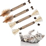 SOSPIRO 4 Stück Katzenminzensticks, Set mit Kausticks für Katzen, Spielzeug für Katzen, Zahnpflege, zum Zähneputzen, Entfernen von Zahnstein und Erfrischung des Atems