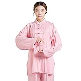 LCUVIMPEX Tai Chi Uniformanzug für Männer und Frauen, Unisex Tai Chi Suit Ladies,Mens Kung Fu Uniforms,Martial Arts Primary Cotton Chinoiserie,Smalll to 3XL(Rosered,XL)