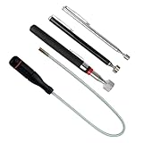 Magnetstab Teleskop, 4 Stück Teleskopmagnet Magnetheber, Magnet Teleskopstab mit 600mm Flexibler Schwanenhals, Aufnahmewerkzeug, Magnetstabgreifer zum Aufnehmen von Kleinen Teilen (10LB 5LB 1,5LB)
