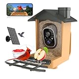 Vogelfutterhaus mit Kamera 2K HD Vollfarbe Nachtsicht KI Vogelerkennung Sofortiger Benachrichtigung Automatisch Aufnahme von Vogelvideos, Vogelhaus mit Kamera Solarbetrieben
