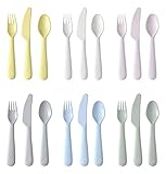 IKEA 18-teiliges Baby- und Kinderbesteck Pastell, BPA-frei, Geschirr