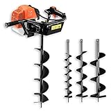 Fuxtec Benzin Erdbohrer FX-EB162 mit 3,5 PS, inkl. 3 Bohraufsätzen - 100/150 / 200 mm und einzigartigem Ölkontrollfenster Erdlochbohrer Pfahlbohrer