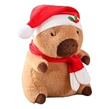 Capybara Plüsch - Cartoon Tier Stuhl Kissen Weihnachtsmütze - Plüsch Puppe Spielzeug, Kuscheltier Heimdekoration für Halloween Weihnachten Thanksgiving