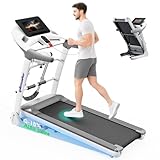 Laufband Für Zuhause mit Steigung 18%, Profi-Laufband Große Lauffläche bis 150kg, Home Laufband Klappbar bis 16km/h, LED-Display,Bluetooth,WiFi,USB und App, Elektrischen Massagengerät Ausgestattet
