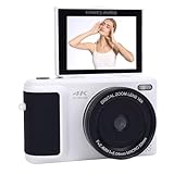4K Digitalkamera für die Fotografie, 64MP Vlogging -Kamera für YouTube 2,8 Zoll 180 ° Flip -Bildschirm 16x Digital Zoom Compact Retro -Kameras, 4K -Kompaktvideokamera für Reisen (White)