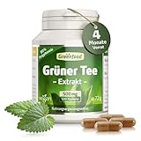 Grüner Tee Extrakt (90% Polyphenole), 500 mg, hochdosiert, 120 Kapseln – OHNE künstliche Zusätze. Ohne Gentechnik. Vegan.