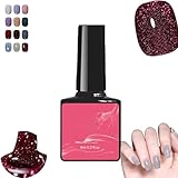 TCLNYER Glitzer-Nagellack mit hoher Dichte, 12 Farben, reflektierendes Glitzer-Gel-Nagellack-Set, Gel-Nagellack-Set, Gel-Glitzer-Nagellack, DIY-Maniküre und Pediküre zu Hause. (Reddish Purple (12))